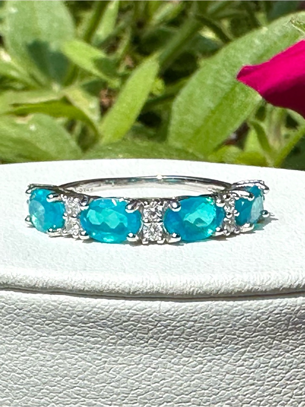 Aqua Apatite Semi Eternity Ring, Sterling Silver, BRAND NEW